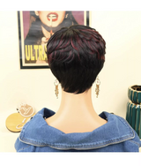 Pixie Cut Black/Wine Red Color Short Virgin Human Hair Wigs For Black Women